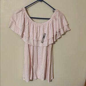 Chelsea & Theodore Light Pink Ruffled Blouse L nwt